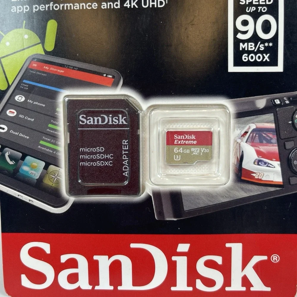 SanDisk Extreme 64GB Class 10 MicroSDXC UHS-1 Card w/Adapter 4K UHD 90MB/S